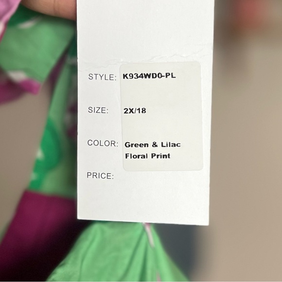 ๐ธ Unique Vintage Womenโs Size 2XL Green & Lilac Floral Printed Dress ๐ธ NWOT - Picture 8 of 9